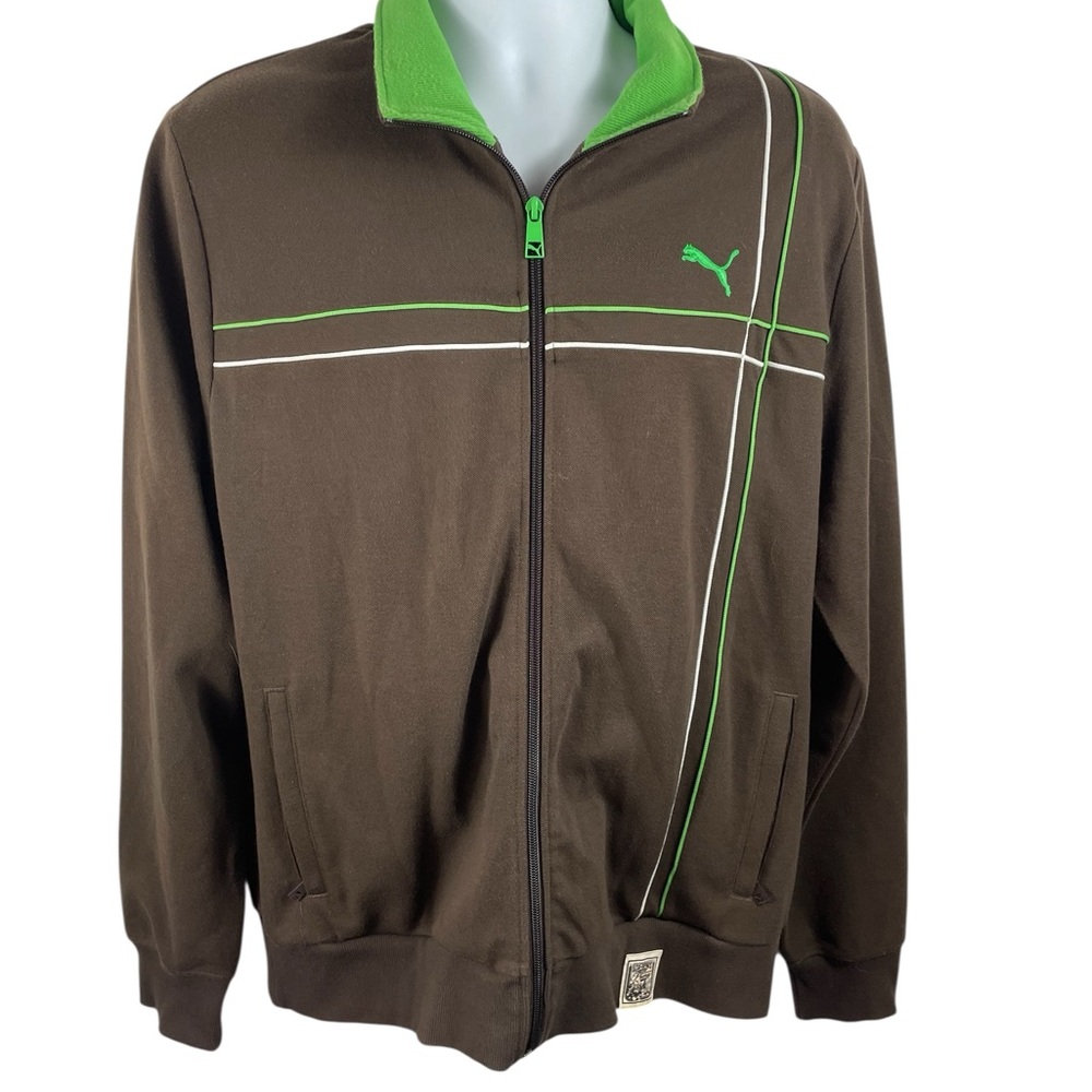 Puma 2010 Chocolate brown Jacket with Lime Highlights, Size Large
